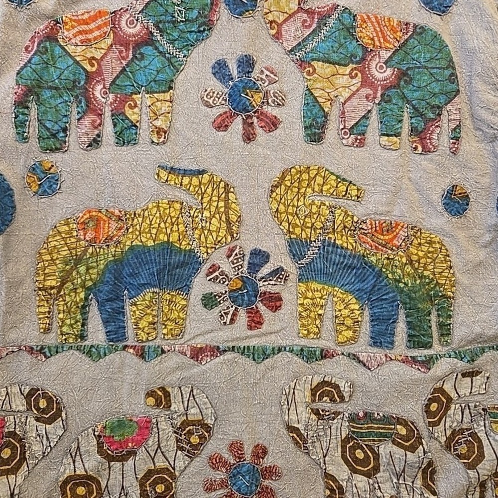 VTG TRESKA Elephant Patchwork Jacket Shirt Lagenlook Art to Wear One Size - Picture 7 of 9